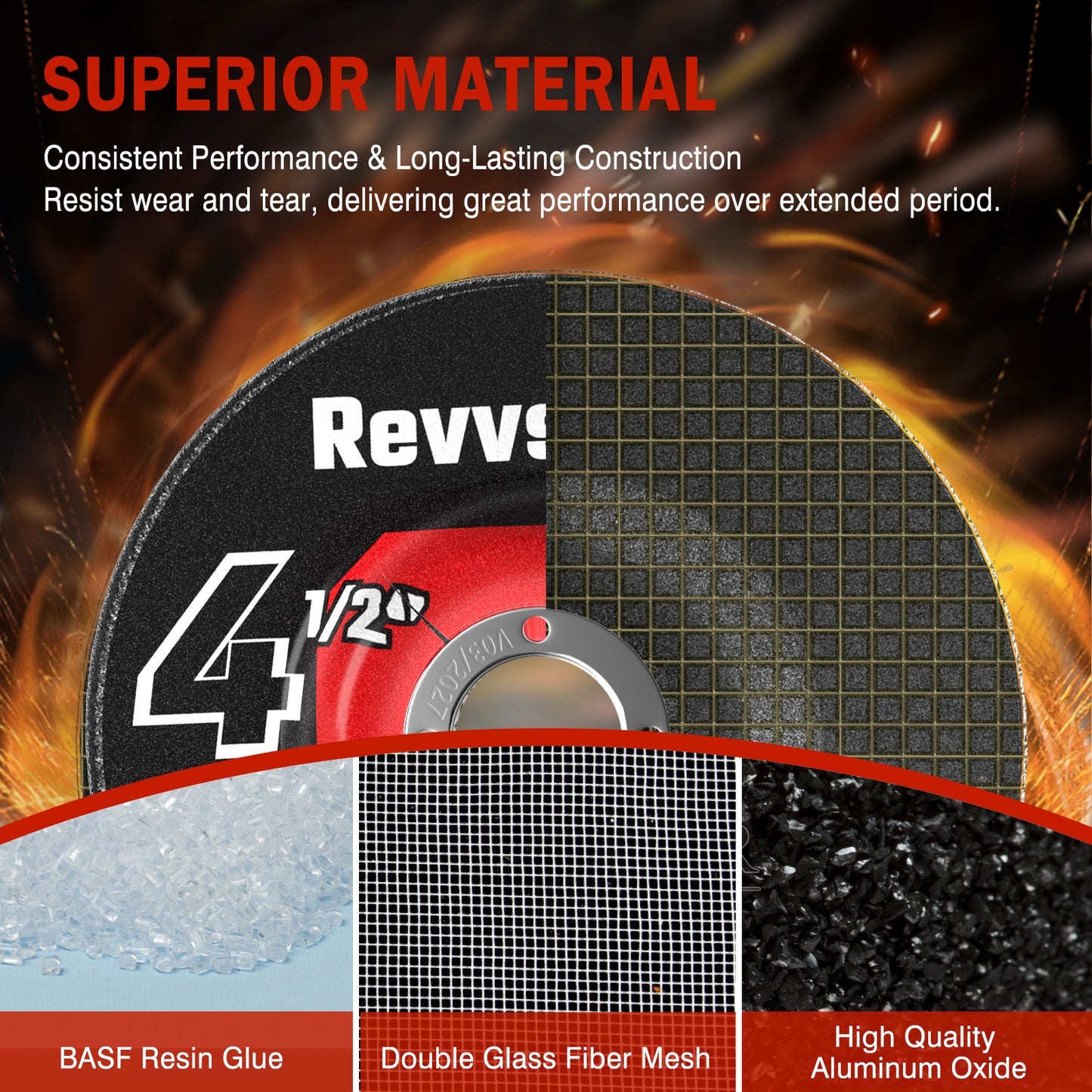 Revvstark 25 Pack Grinding Wheels 4-1/2 Inch, Grinder Wheel for General Purpose Metal & Stainless Steel, Aluminum Oxide Grinding Disc 4 1/2 for Angle Grinder, Depressed Center 4.5" * 1/4" * 7/8"