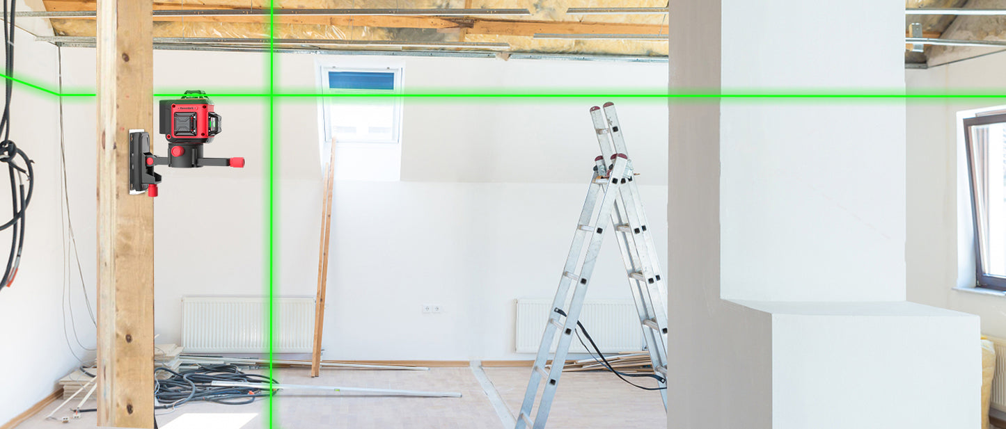 Laser Level Pro Kit, 3X360°Self-leveling Tool for Construction, Tiling Floor & Picture Hanging, 3D Cross Line Laser Level with Fine-tuning Bracket, 12 Lines level Tool with 2*2400mAh Battery