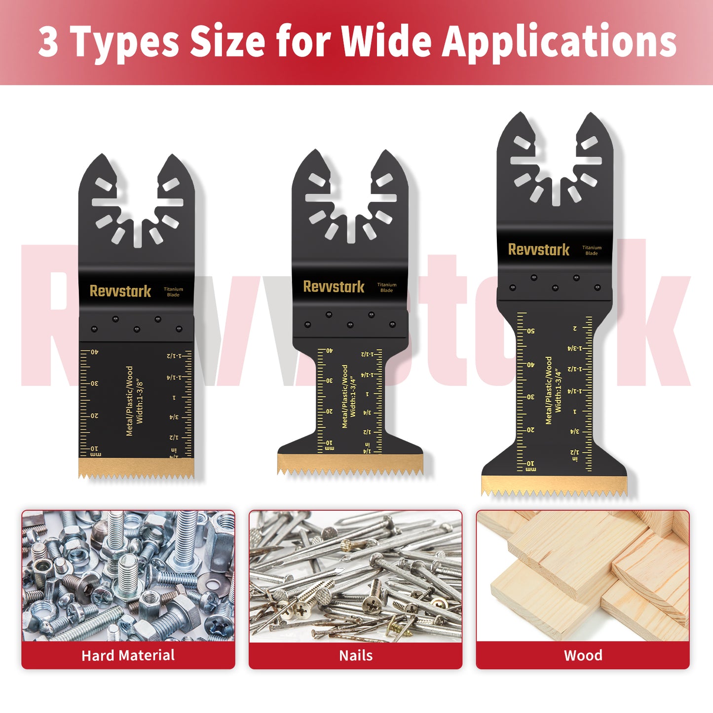 23PCS Titanium Oscillating Tool Blades, Revvstark Oscillating Saw Blades for Metal Nails Hard Material Wood Plastic, Multitool Blades Kits Fit for Dewalt Bosch Milwaukee Ryobi, with Storage Case