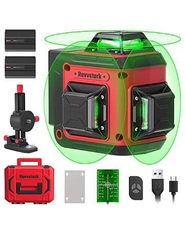 Laser Level Pro Kit, 3X360°Self-leveling Tool for Construction, Tiling Floor & Picture Hanging, 3D Cross Line Laser Level with Fine-tuning Bracket, 12 Lines level Tool with 2*2400mAh Battery
