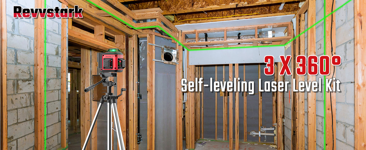 Laser Level Pro Kit, 3X360°Self-leveling Tool for Construction, Tiling Floor & Picture Hanging, 3D Cross Line Laser Level with Fine-tuning Bracket, 12 Lines level Tool with 2*2400mAh Battery
