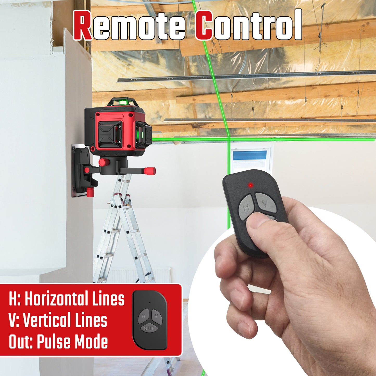 Laser Level Pro Kit, 3X360°Self-leveling Tool for Construction, Tiling Floor & Picture Hanging, 3D Cross Line Laser Level with Fine-tuning Bracket, 12 Lines level Tool with 2*2400mAh Battery