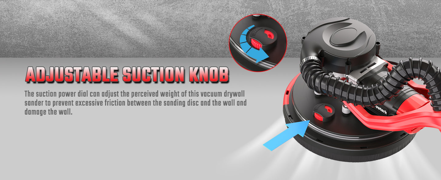 Drywall Sander, Electric Drywall Sander with Vacuum Dust Collection 7.33-Amp 880W, Floor Sanders 5 Variable Speed 500-1800RPM with LED Light, 10 Pcs Sanding Discs & 2 Pcs Grid Sandpaper