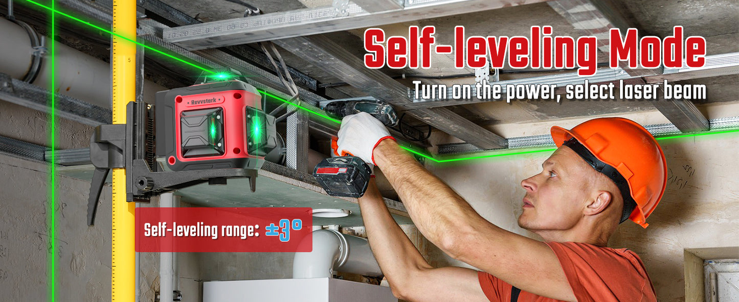 Laser Level Pro Kit, 3X360°Self-leveling Tool for Construction, Tiling Floor & Picture Hanging, 3D Cross Line Laser Level with Fine-tuning Bracket, 12 Lines level Tool with 2*2400mAh Battery