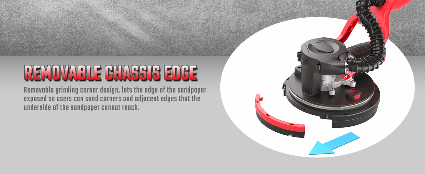 Drywall Sander, Electric Drywall Sander with Vacuum Dust Collection 7.33-Amp 880W, Floor Sanders 5 Variable Speed 500-1800RPM with LED Light, 10 Pcs Sanding Discs & 2 Pcs Grid Sandpaper