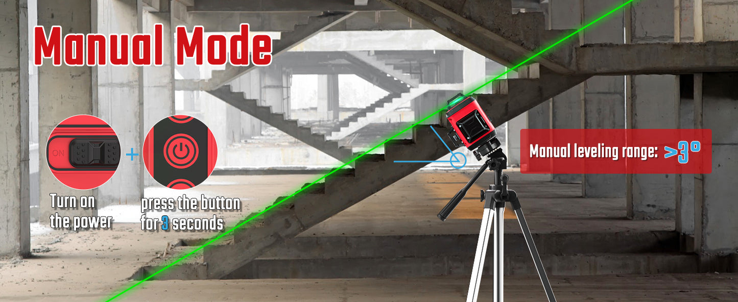 Laser Level Pro Kit, 3X360°Self-leveling Tool for Construction, Tiling Floor & Picture Hanging, 3D Cross Line Laser Level with Fine-tuning Bracket, 12 Lines level Tool with 2*2400mAh Battery