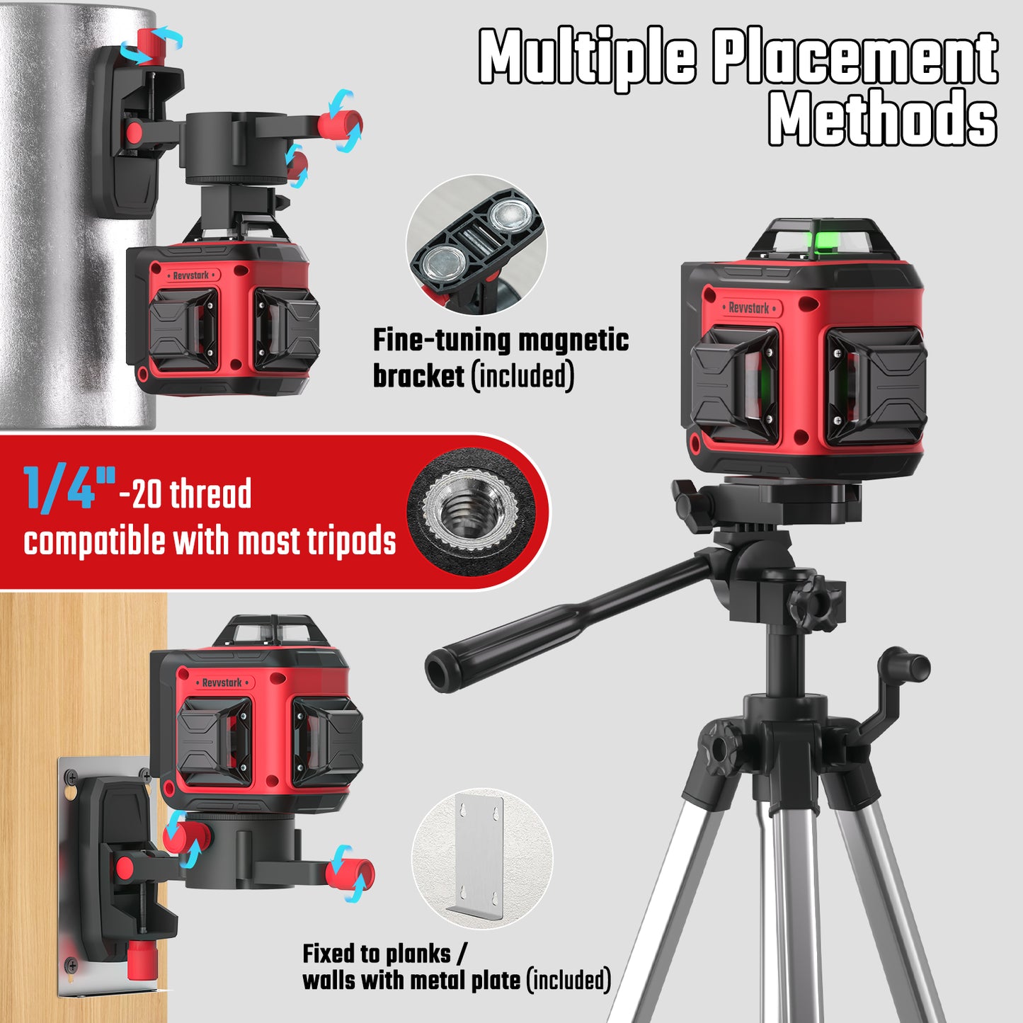 Laser Level Pro Kit, 3X360°Self-leveling Tool for Construction, Tiling Floor & Picture Hanging, 3D Cross Line Laser Level with Fine-tuning Bracket, 12 Lines level Tool with 2*2400mAh Battery