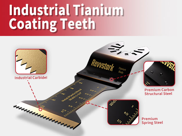 23PCS Titanium Oscillating Tool Blades, Revvstark Oscillating Saw Blades for Metal Nails Hard Material Wood Plastic, Multitool Blades Kits Fit for Dewalt Bosch Milwaukee Ryobi, with Storage Case
