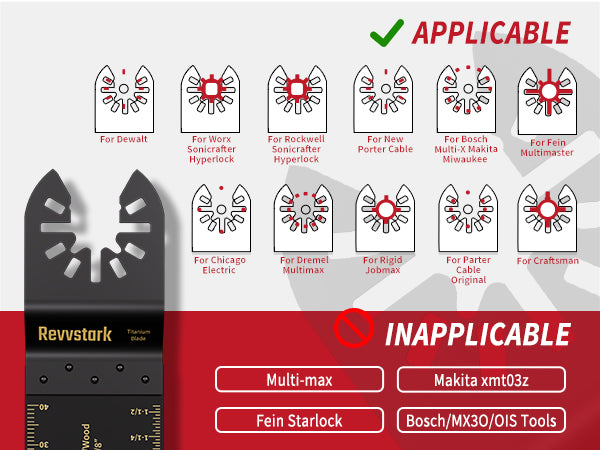 23PCS Titanium Oscillating Tool Blades, Revvstark Oscillating Saw Blades for Metal Nails Hard Material Wood Plastic, Multitool Blades Kits Fit for Dewalt Bosch Milwaukee Ryobi, with Storage Case