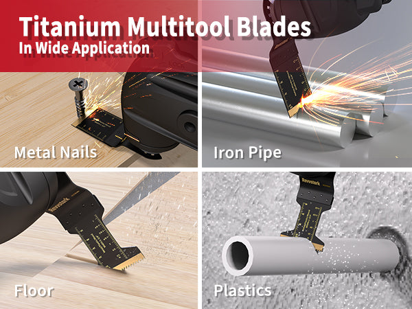 23PCS Titanium Oscillating Tool Blades, Revvstark Oscillating Saw Blades for Metal Nails Hard Material Wood Plastic, Multitool Blades Kits Fit for Dewalt Bosch Milwaukee Ryobi, with Storage Case