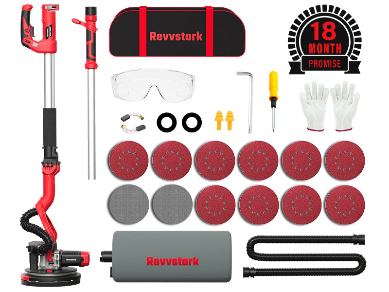 Drywall Sander, Electric Drywall Sander with Vacuum Dust Collection 7.33-Amp 880W, Floor Sanders 5 Variable Speed 500-1800RPM with LED Light, 10 Pcs Sanding Discs & 2 Pcs Grid Sandpaper