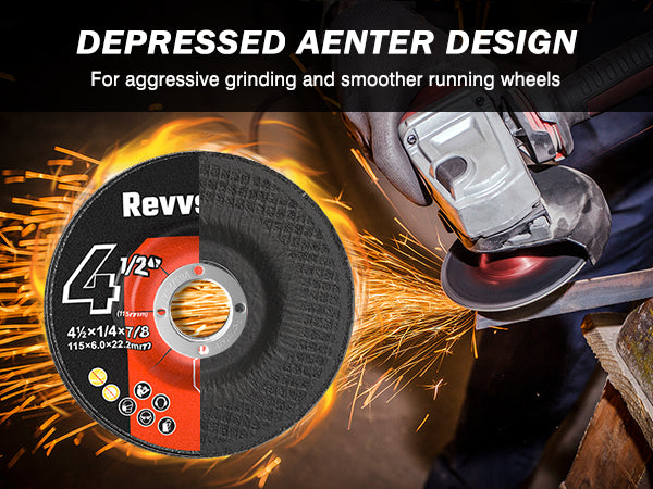 Revvstark 25 Pack Grinding Wheels 4-1/2 Inch, Grinder Wheel for General Purpose Metal & Stainless Steel, Aluminum Oxide Grinding Disc 4 1/2 for Angle Grinder, Depressed Center 4.5" * 1/4" * 7/8"