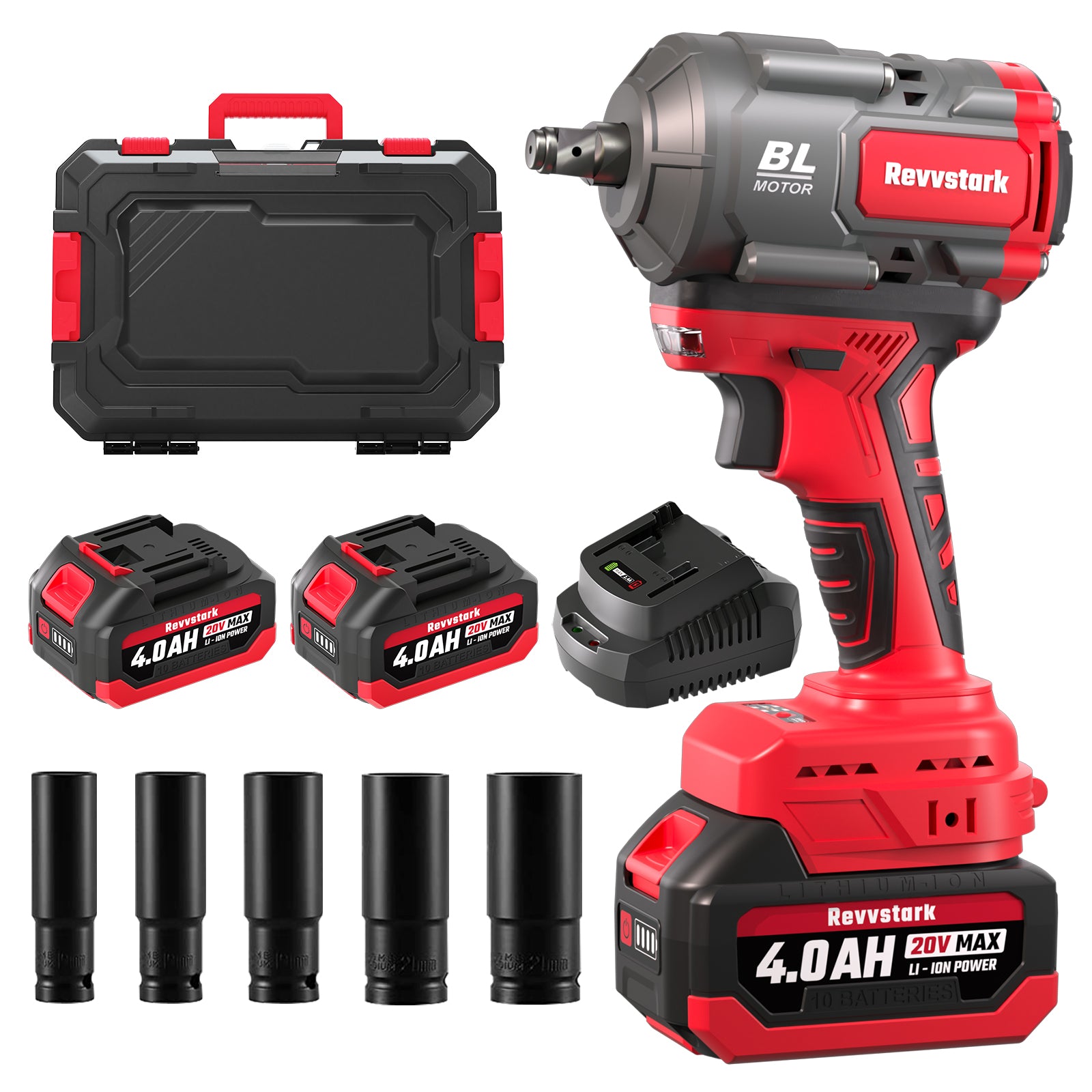 Revvstark Cordless Impact Wrench 1 2 inch Max Torque 600 Ft lbs 800 REVVSTARK