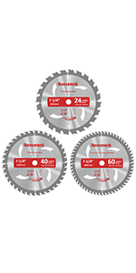 3-Pack Combo 7-1/4 Inch 24T&40T&60T with 5/8 Inch Arbor, Carbide 24T Framing, 40T Ripping & Crosscutting, 60T Finish Carbide Circular Saw Blade for Various Wood Cutting