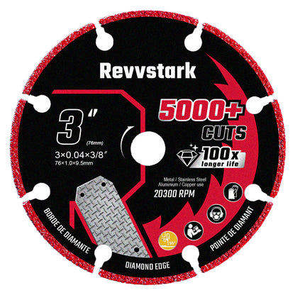 Diamond Cutting Wheel 3 Inch with 3/8" Arbor, Carbide Cutting Wheel, Angle Grinder Cutting Disc, Cut Off Wheel 3 Inch for Metal with 5000+ Cuts on Rebar, Steel, Iron and INOX