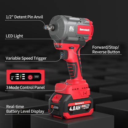 BL17 Cordless Impact Wrench, 1/2 inch Max Torque 600 Ft-lbs