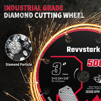 Diamond Cutting Wheel 3 Inch with 3/8" Arbor, Carbide Cutting Wheel, Angle Grinder Cutting Disc, Cut Off Wheel 3 Inch for Metal with 5000+ Cuts on Rebar, Steel, Iron and INOX