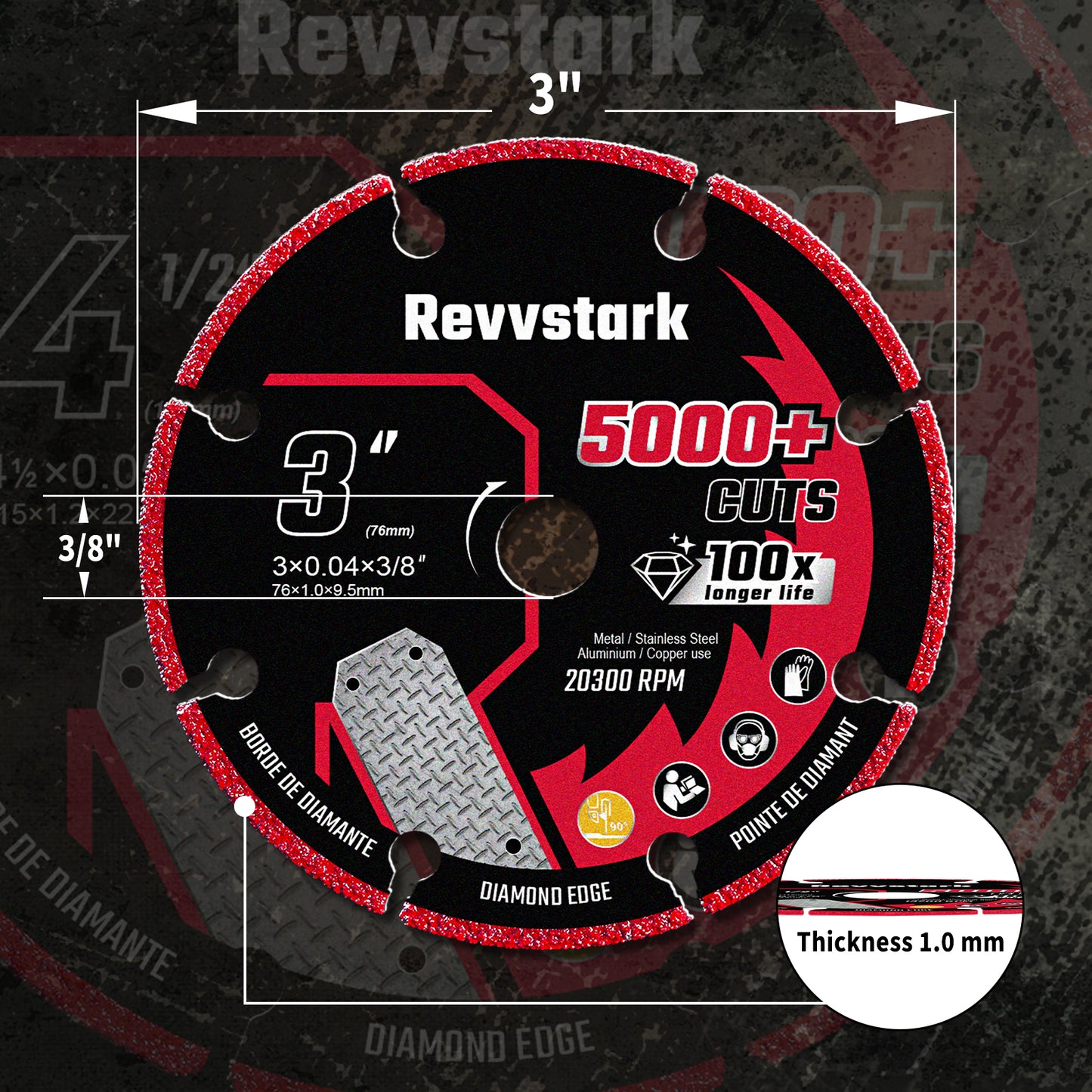 Diamond Cutting Wheel 3 Inch with 3/8" Arbor, Carbide Cutting Wheel, Angle Grinder Cutting Disc, Cut Off Wheel 3 Inch for Metal with 5000+ Cuts on Rebar, Steel, Iron and INOX