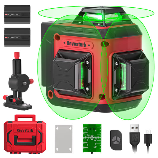 Laser Level Pro Kit, 3X360°Self-leveling Tool for Construction, Tiling Floor & Picture Hanging, 3D Cross Line Laser Level with Fine-tuning Bracket, 12 Lines level Tool with 2*2400mAh Battery