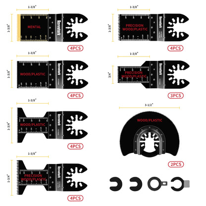 29PCS Oscillating Tool Blades - Universal Fit Dewalt Black&Decker Ryobi Milwaukee Rockwell